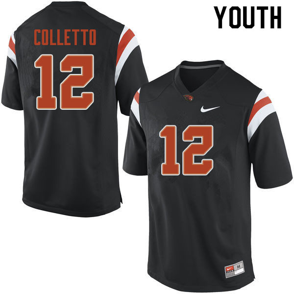 Youth #12 Jack Colletto Oregon State Beavers College Football Jerseys Sale-Black